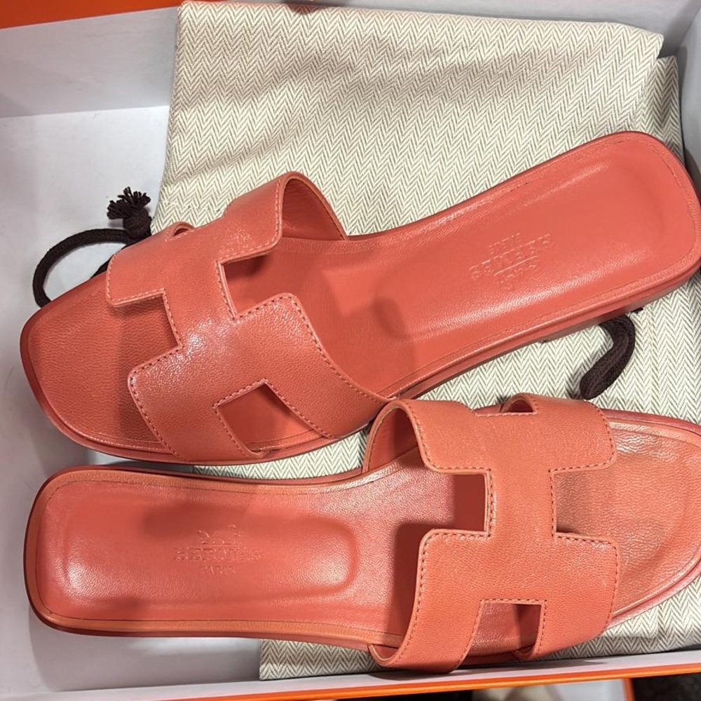 BRAND NEW Hermes Oran Sandals in Rouge Blush